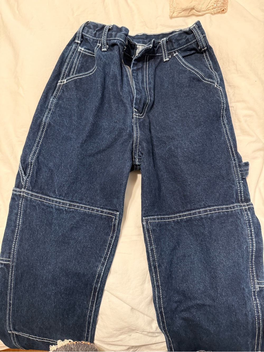 Women’s Dark Blue Carpenter Jeans with Contrast Stitching